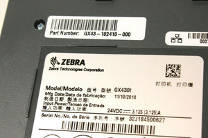 Zebra GX430t, GX43-102410-000, Desktop Label Printer (Refurbished)